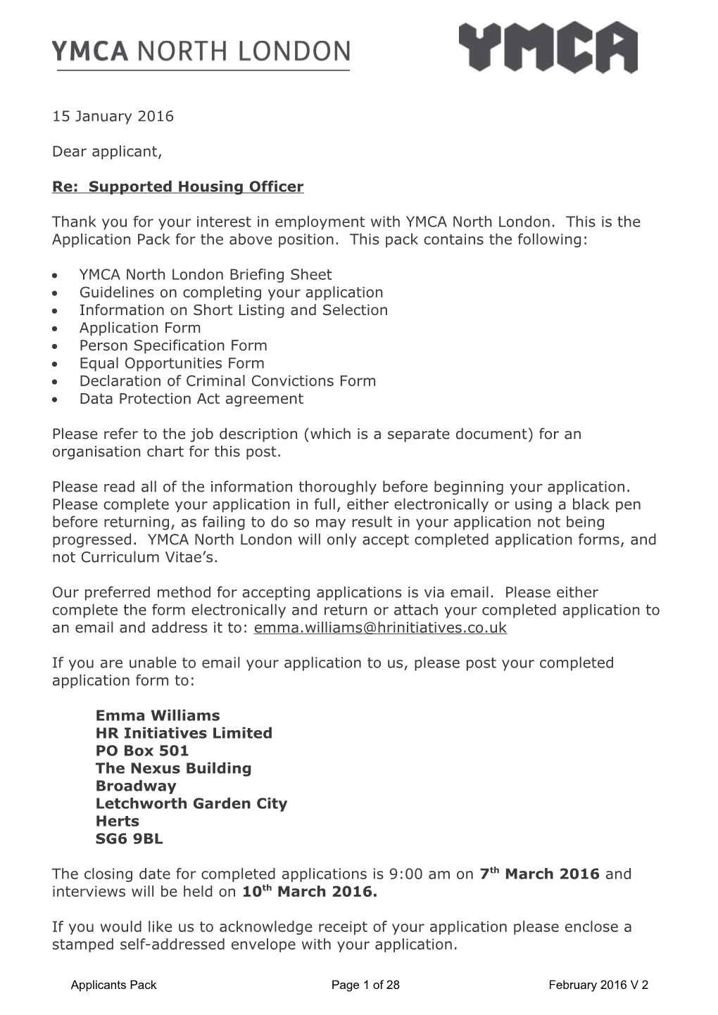 Re: Supported Housing Officer