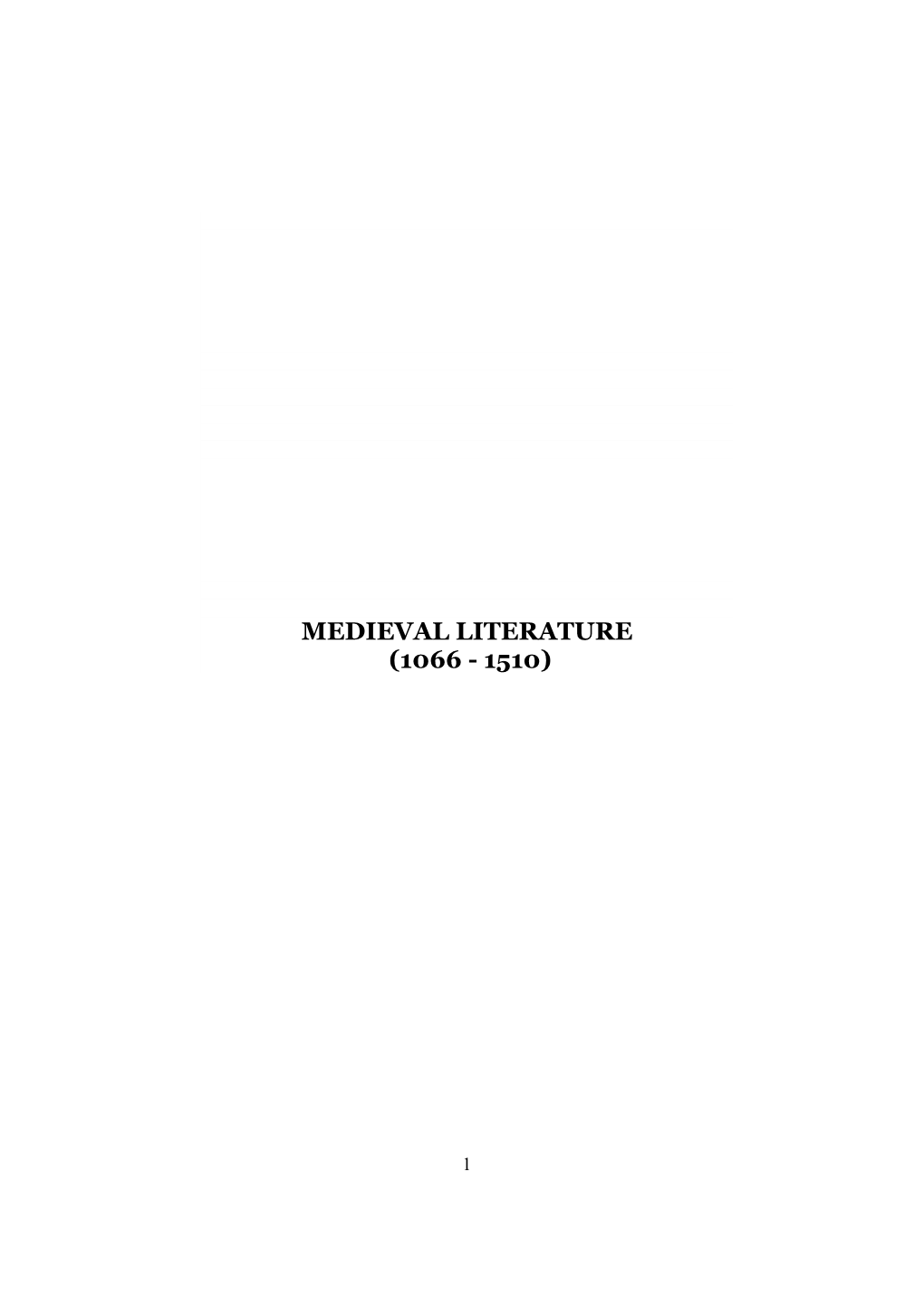 Medieval Literature (1066 - 1510)