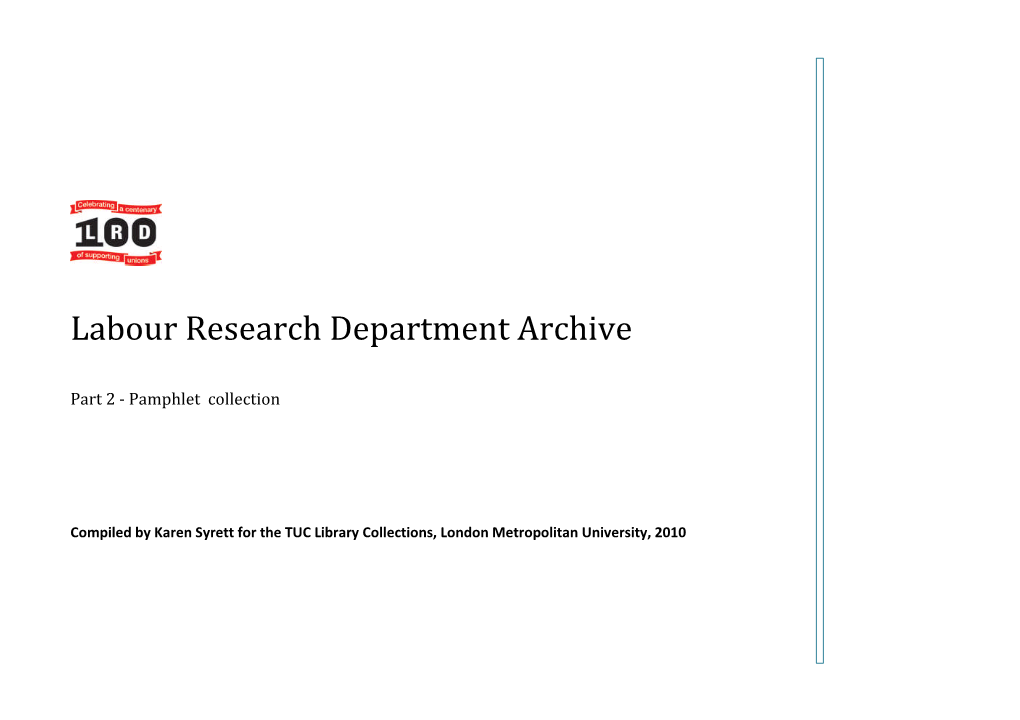 Labour Research Department Archive