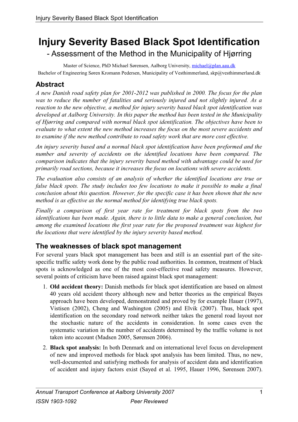 Injury Severity Based Black Spot Identification