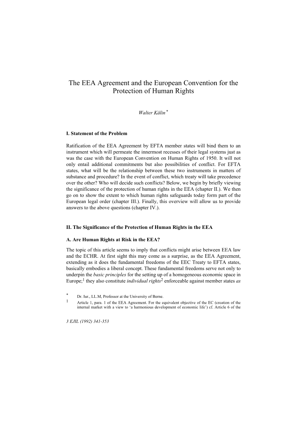 The EEA Agreement and the European Convention for the Protection of Human Rights