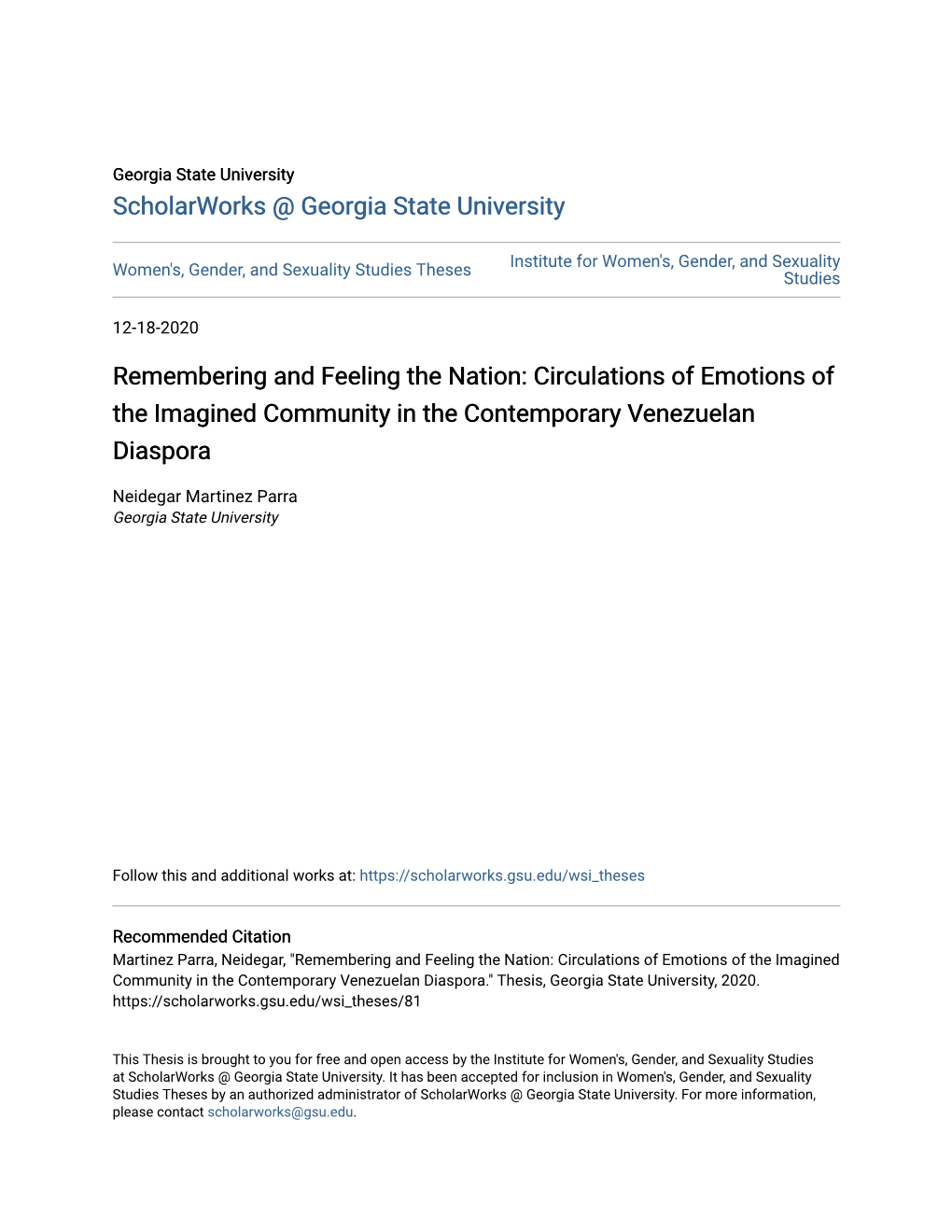 Remembering and Feeling the Nation: Circulations of Emotions of the Imagined Community in the Contemporary Venezuelan Diaspora