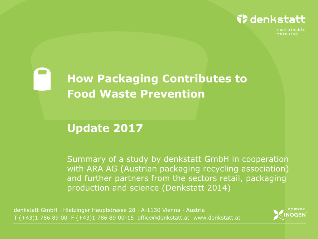 How Packaging Contributes to Food Waste Prevention Update 2017