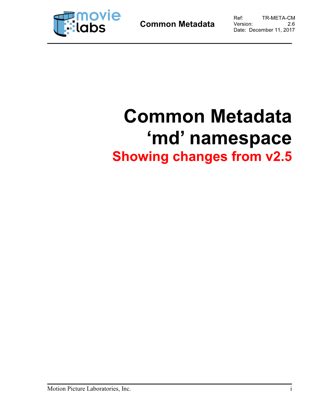 Common Metadata 'Md' Namespace