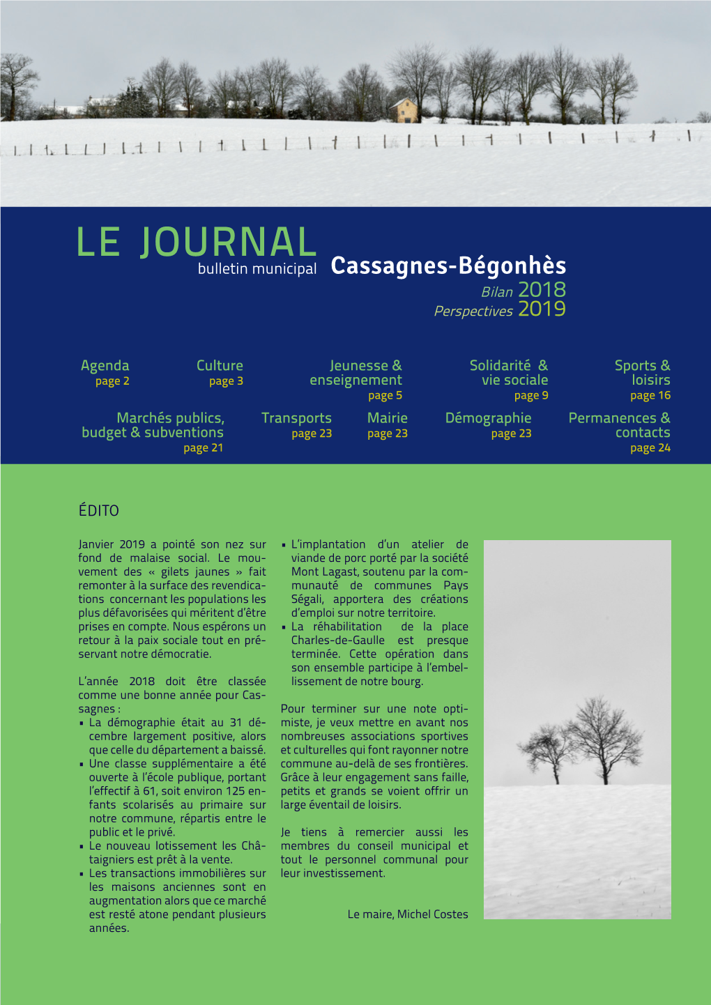 Le Journal Bulletin Municipal Cassagnes-Bégonhès Bilan 2018 Perspectives 2019