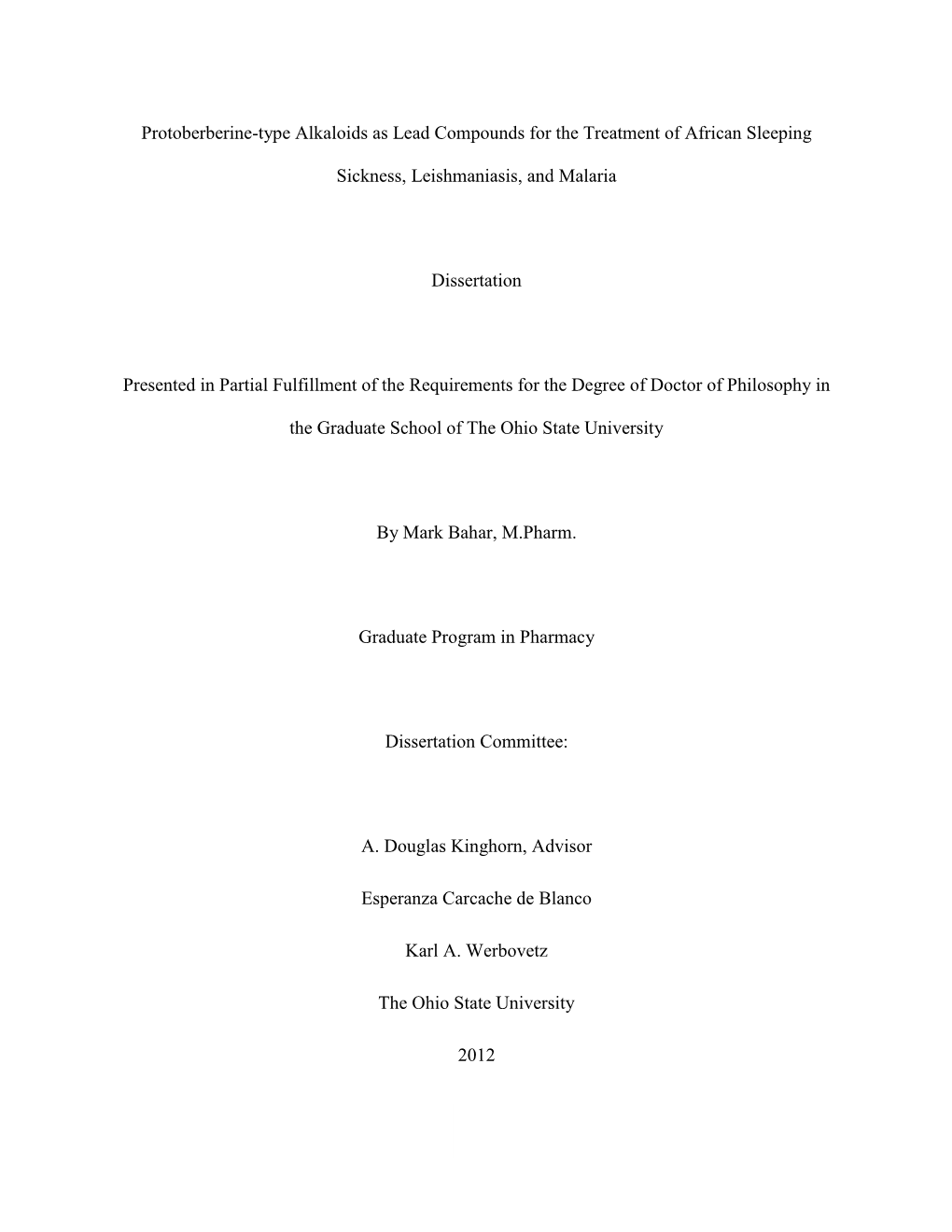 I Protoberberine-Type Alkaloids As Lead Compounds for the Treatment