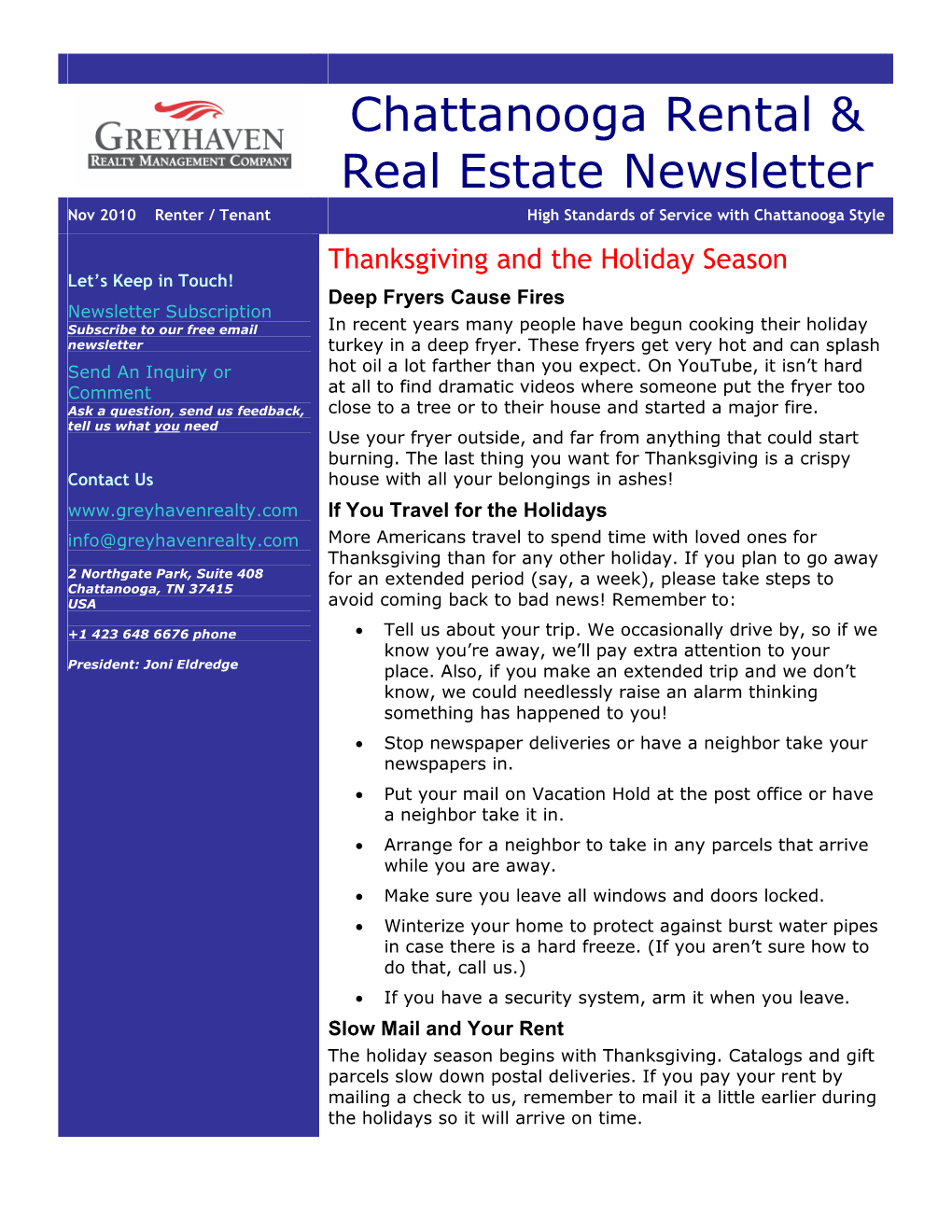 Chattanooga Rental & Real Estate Newsletter