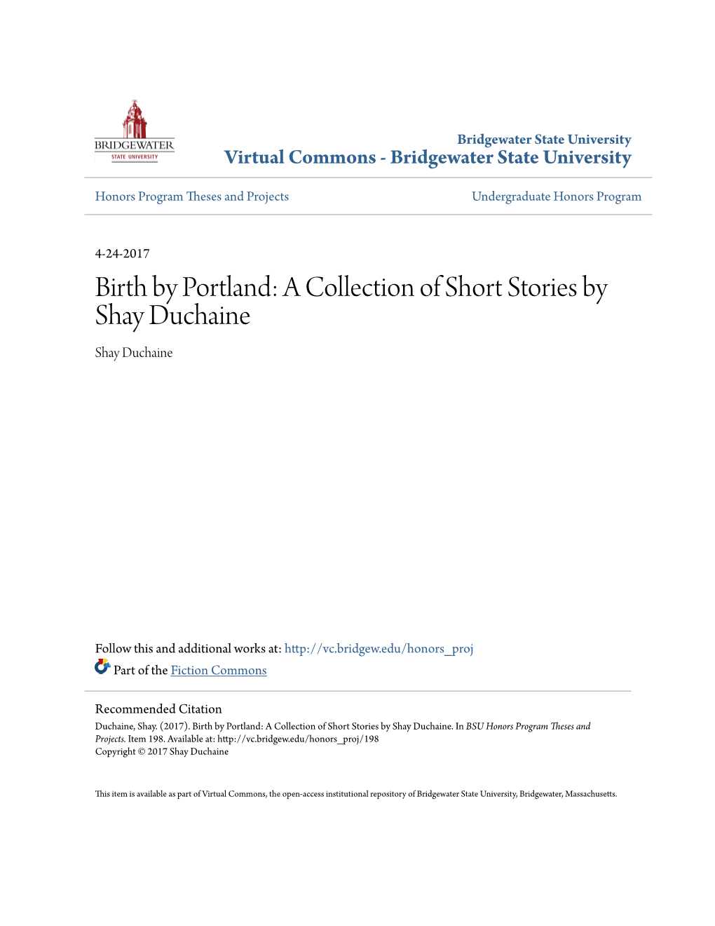 A Collection of Short Stories by Shay Duchaine Shay Duchaine