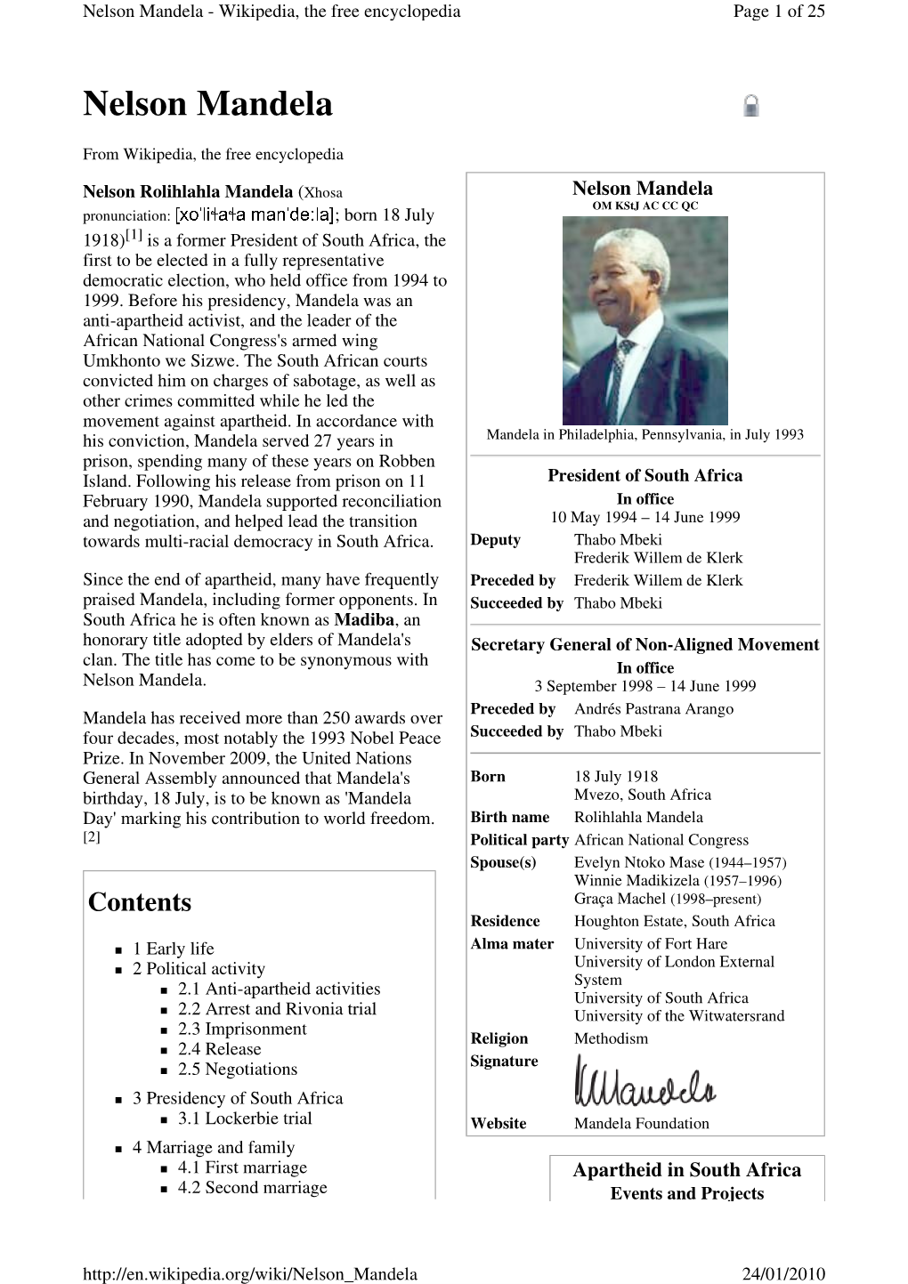 Nelson Mandela - Wikipedia, the Free Encyclopedia Page 1 of 25