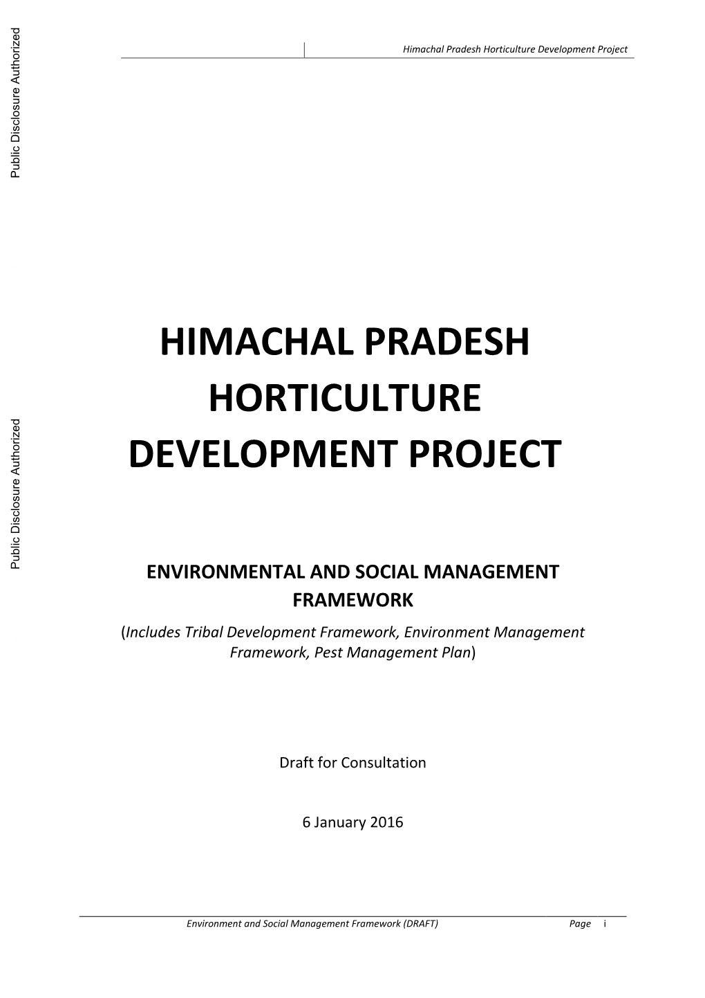 1.0 – Himachal Pradesh Horticulture Development Project