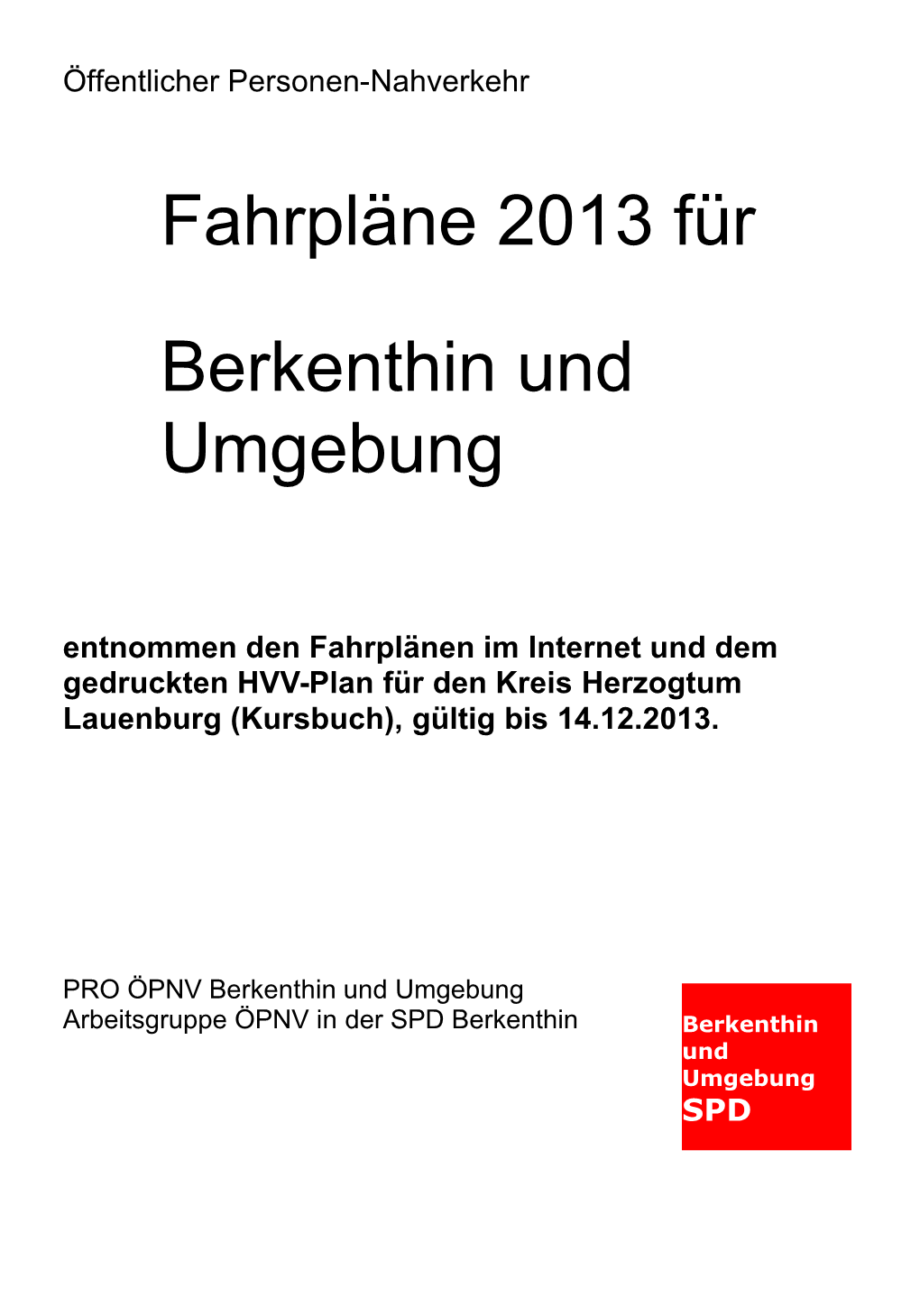 Fahrpläne 2013 Für Berkenthin Und Umgebung