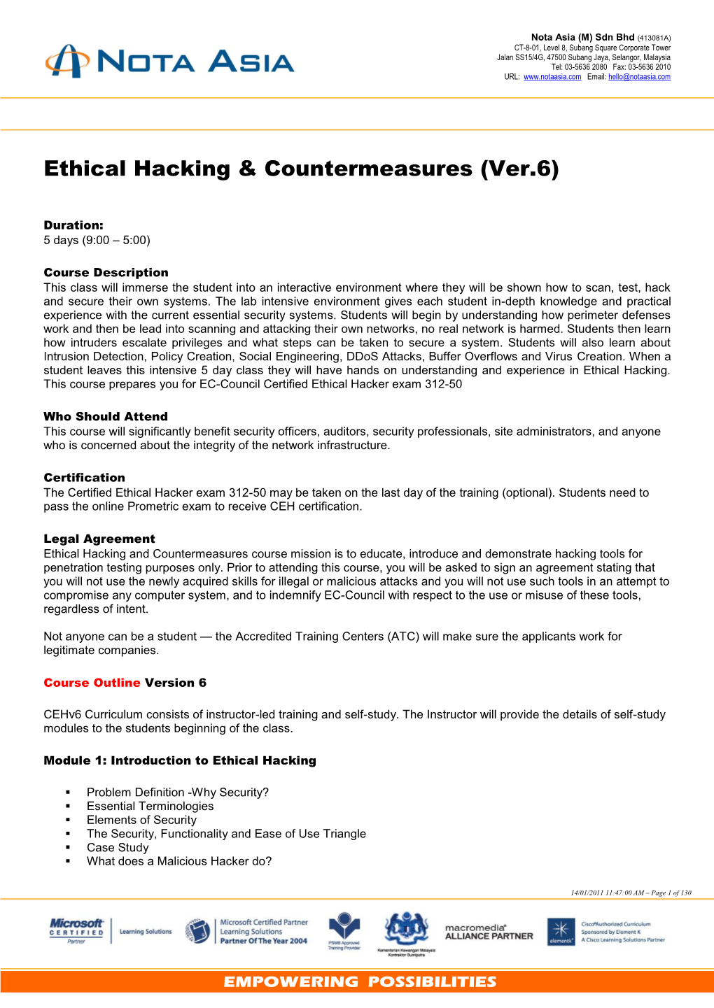 Ethical Hacking & Countermeasures (Ver.6)