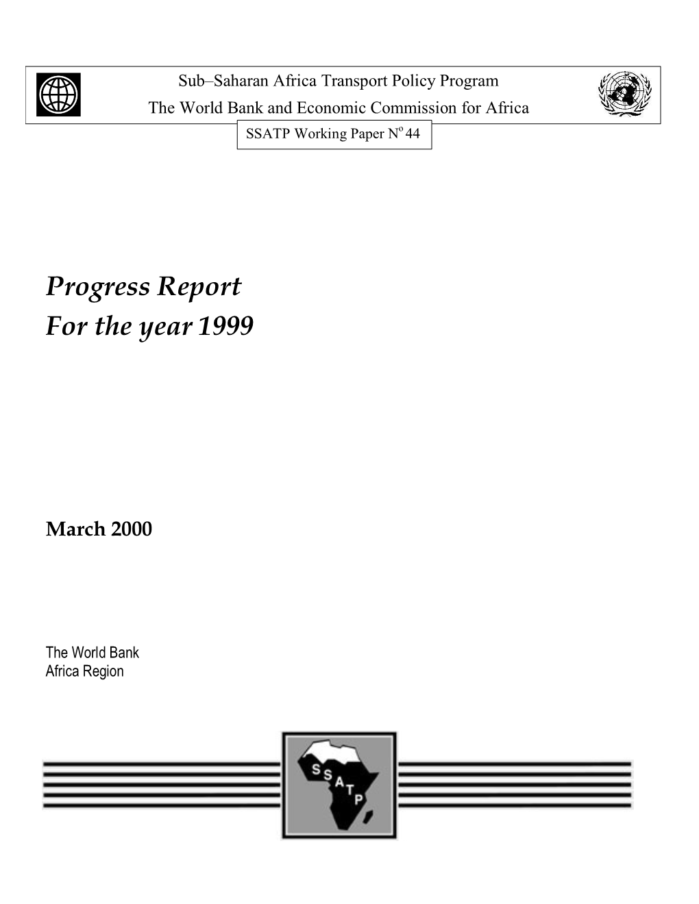 Progress Report for the Year 1999