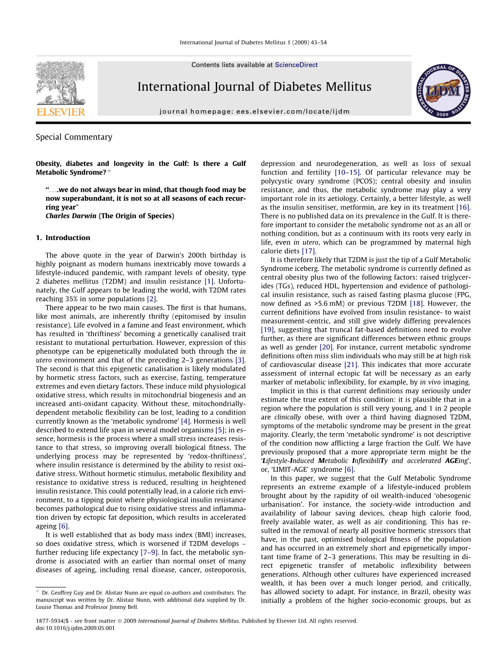 Is There a Gulf Metabolic Syndrome?