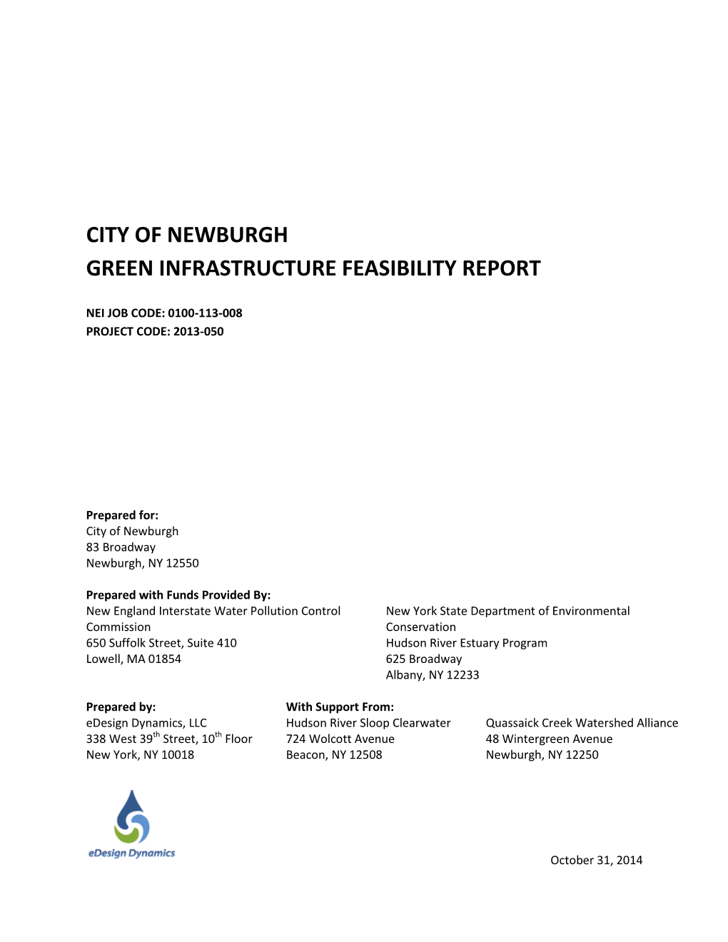 City of Newburgh Green Infrastructure Feasibility Report