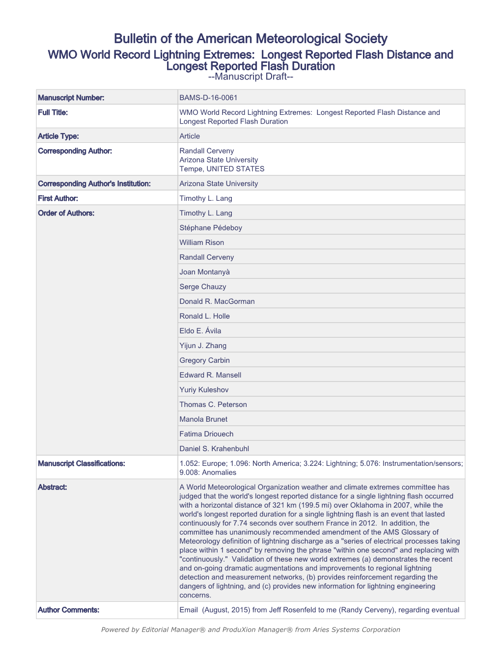 Bulletin of the American Meteorological Society