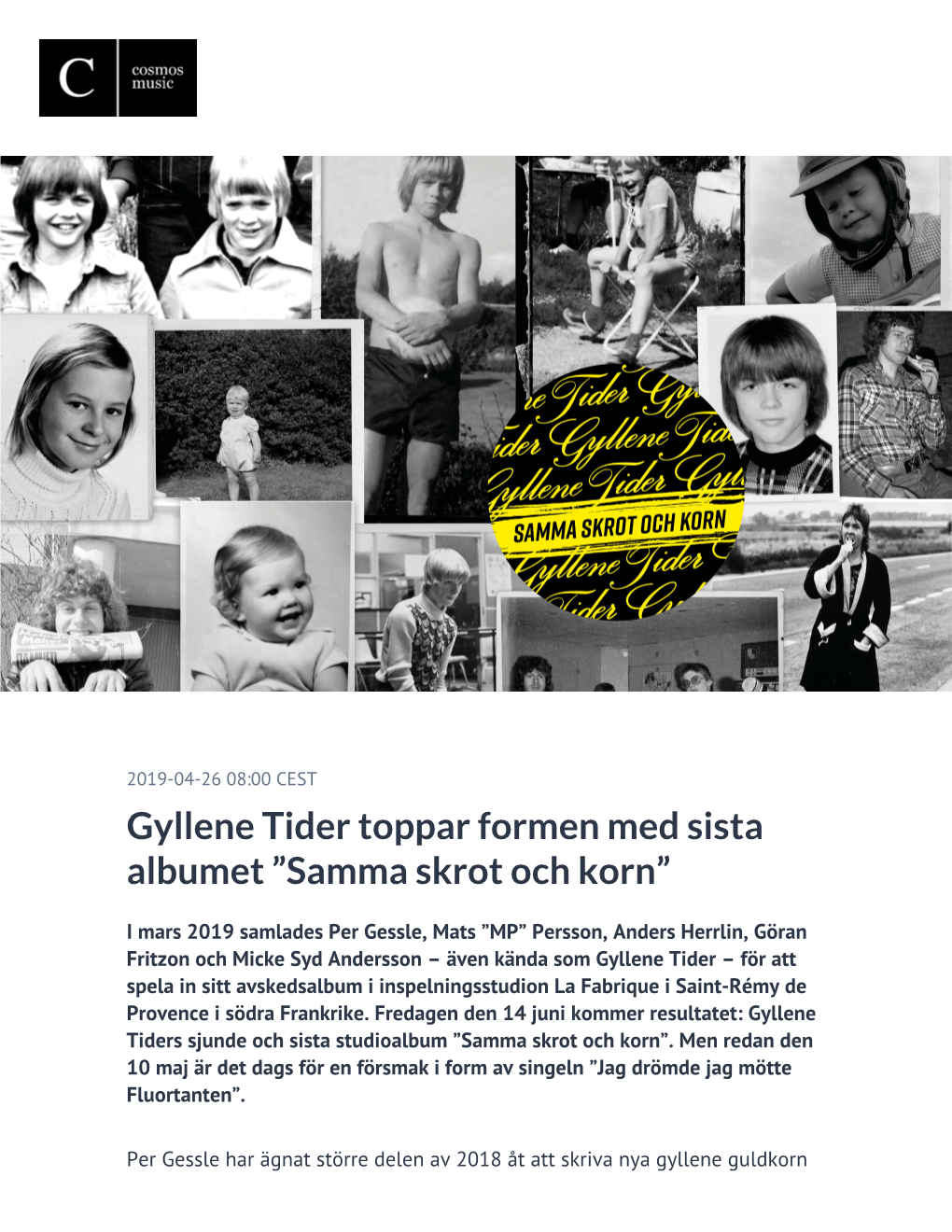 Gyllene Tider Toppar Formen Med Sista Albumet ”Samma Skrot Och Korn”
