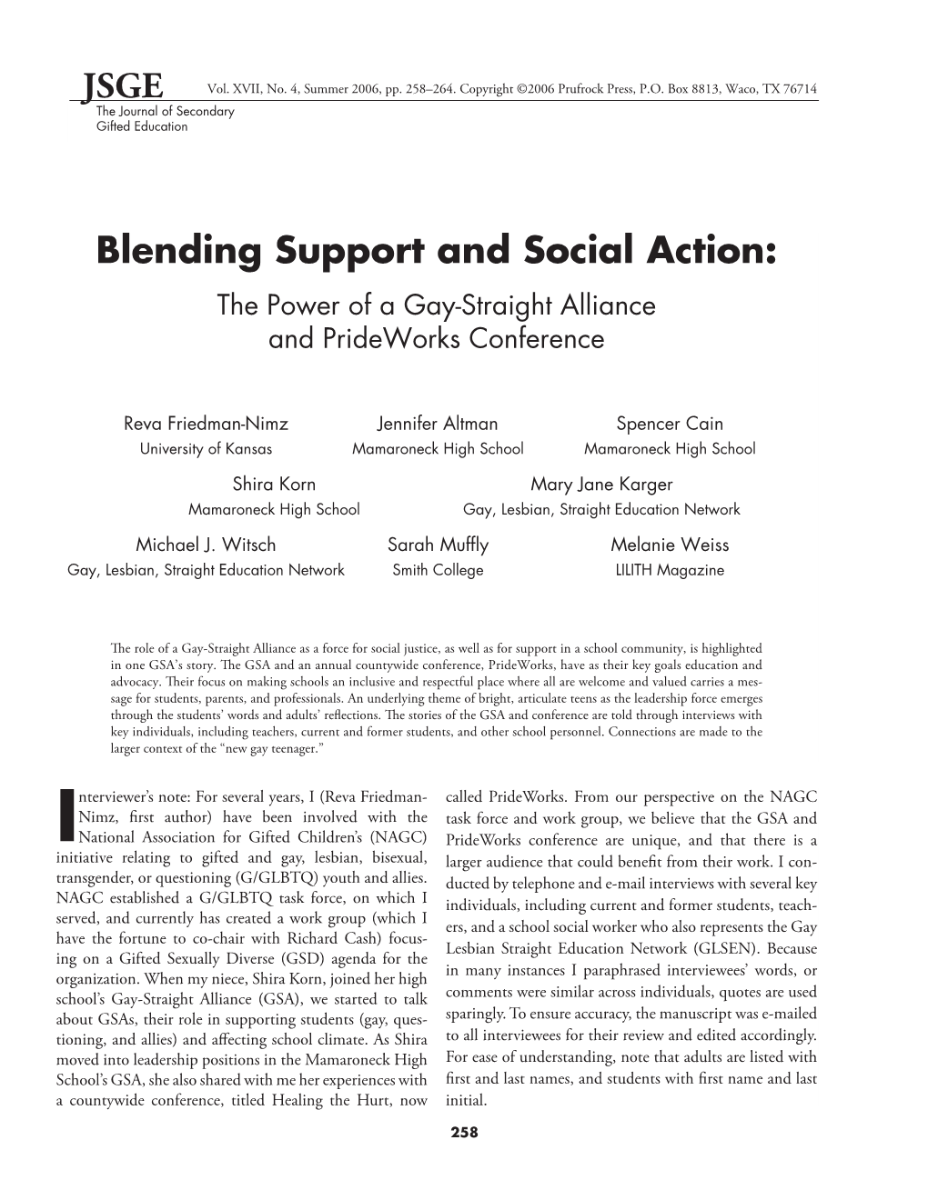 Blending Support and Social Action: the Power of a Gay-Straight Alliance and Prideworks Conference