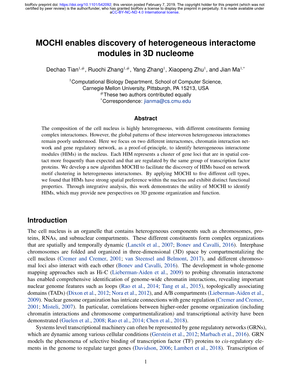 MOCHI Enables Discovery of Heterogeneous Interactome Modules in 3D Nucleome