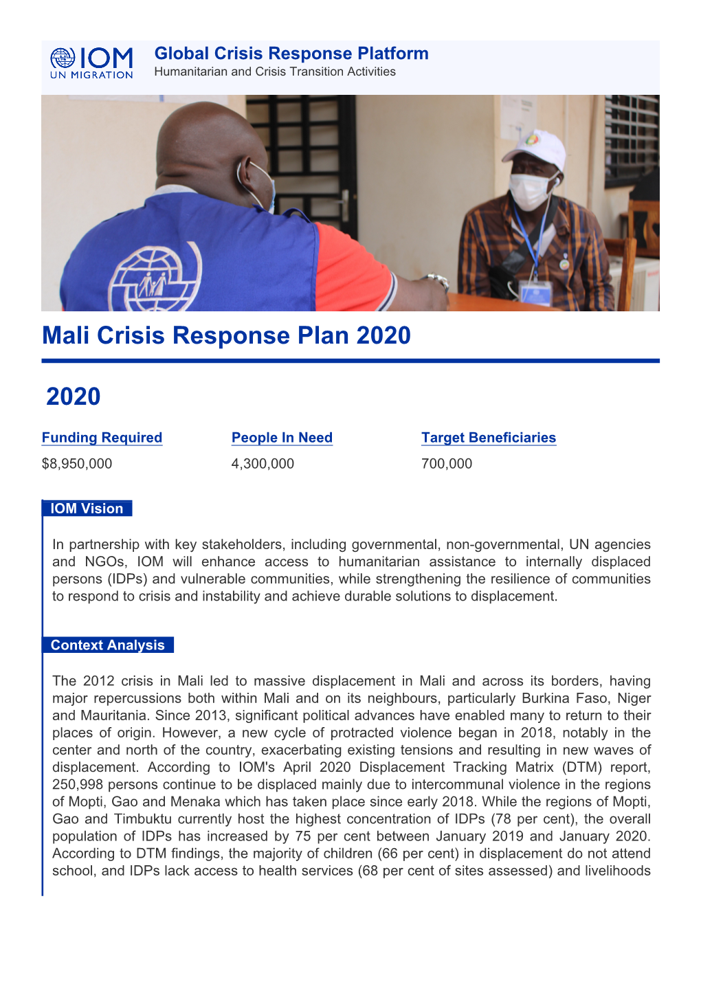 Mali Crisis Response Plan 2020