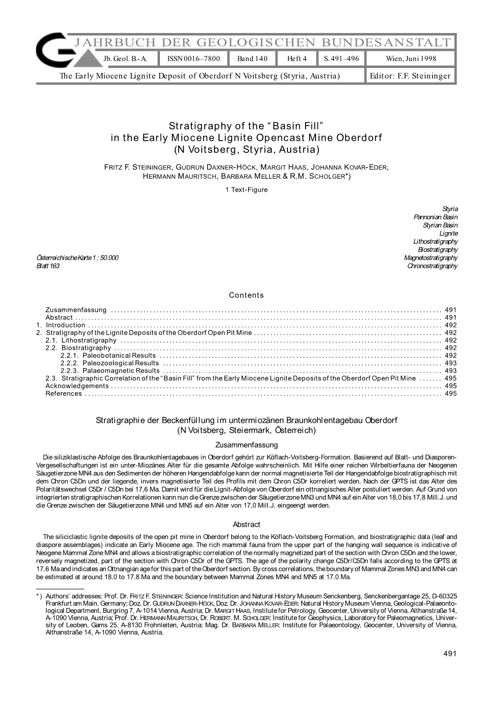 JAHRBUCH DER GEOLOGISCHEN BUNDESANSTALT Jb