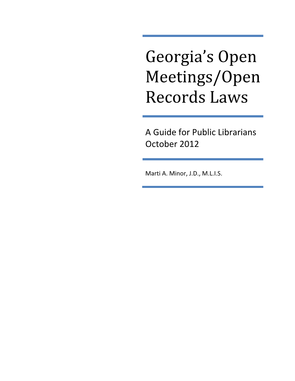 Georgia's Open Meetings/Open Records Laws