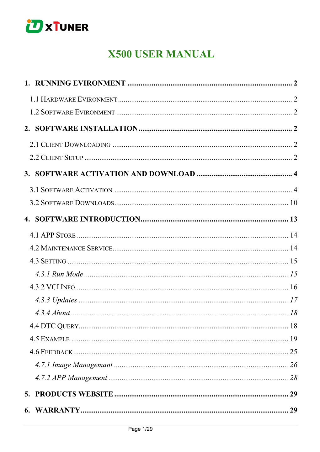 X500 User Manual