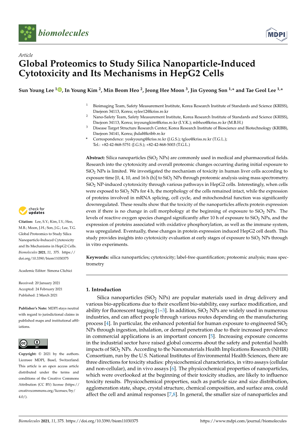 Global Proteomics to Study Silica Nanoparticle-Induced Cytotoxicity and Its Mechanisms in Hepg2 Cells