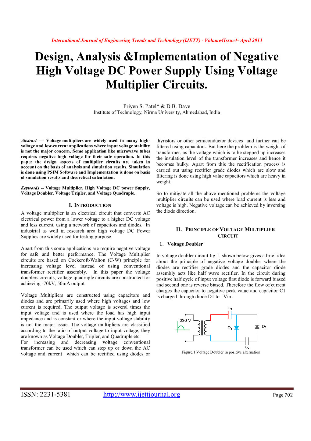 Design, Analysis &Implementation of Negative High Voltage DC Power Supply Using Voltage Multiplier Circuits