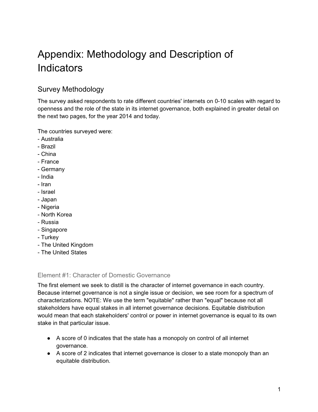 Appendix: Methodology and Description of Indicators