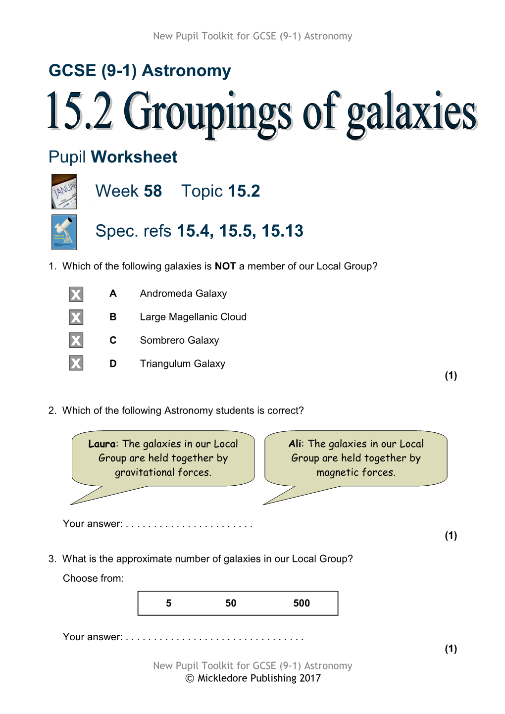 GCSE (9-1) Astronomy Distance Learning