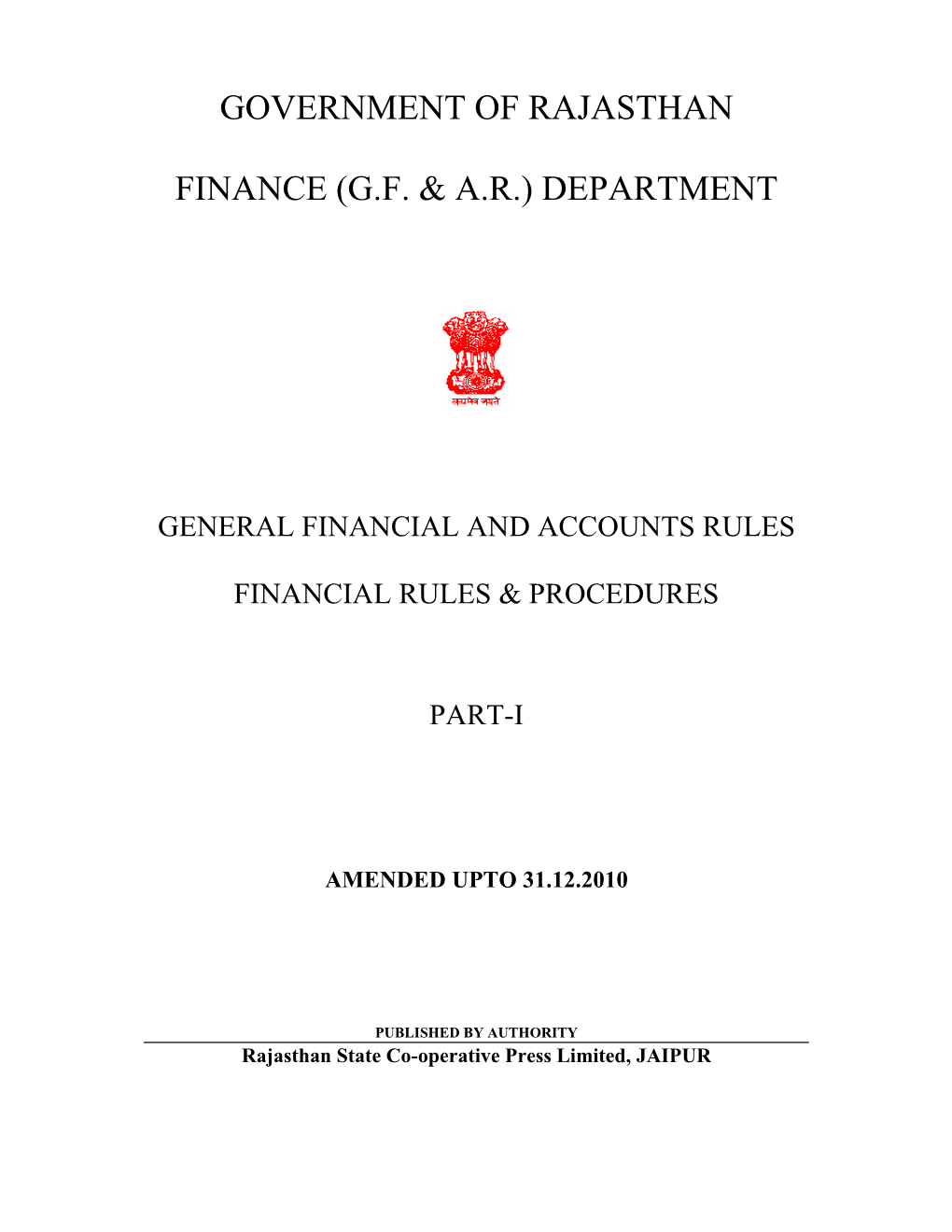 Government of Rajasthan Finance