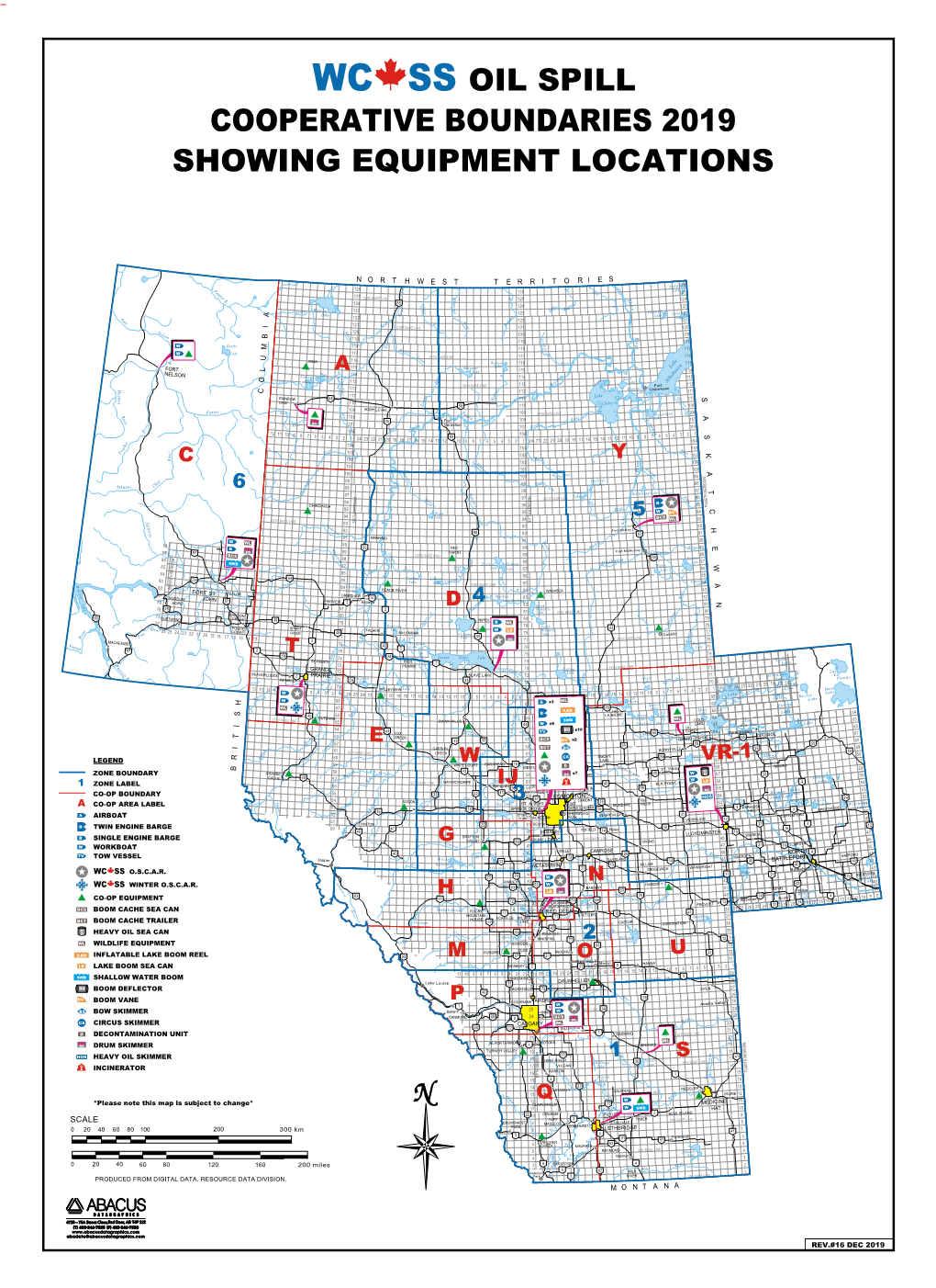 Oil Spill Cooperative Boundaries 2019 Showing Equipment Locations