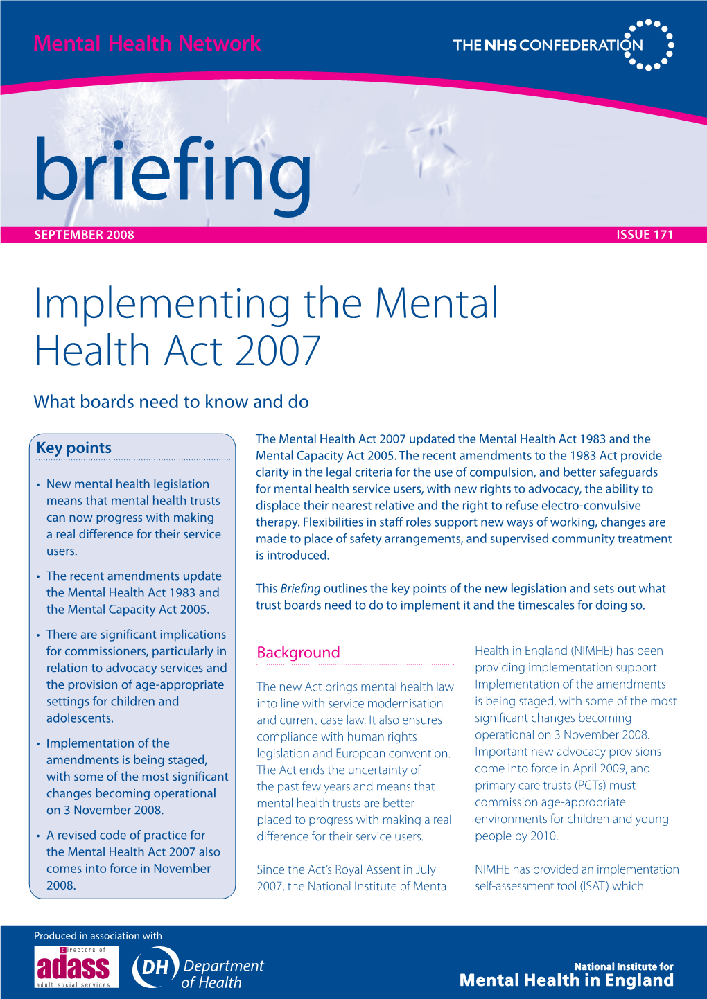 Implementing the Mental Health Act 2007 What Boards Need to Know and Do