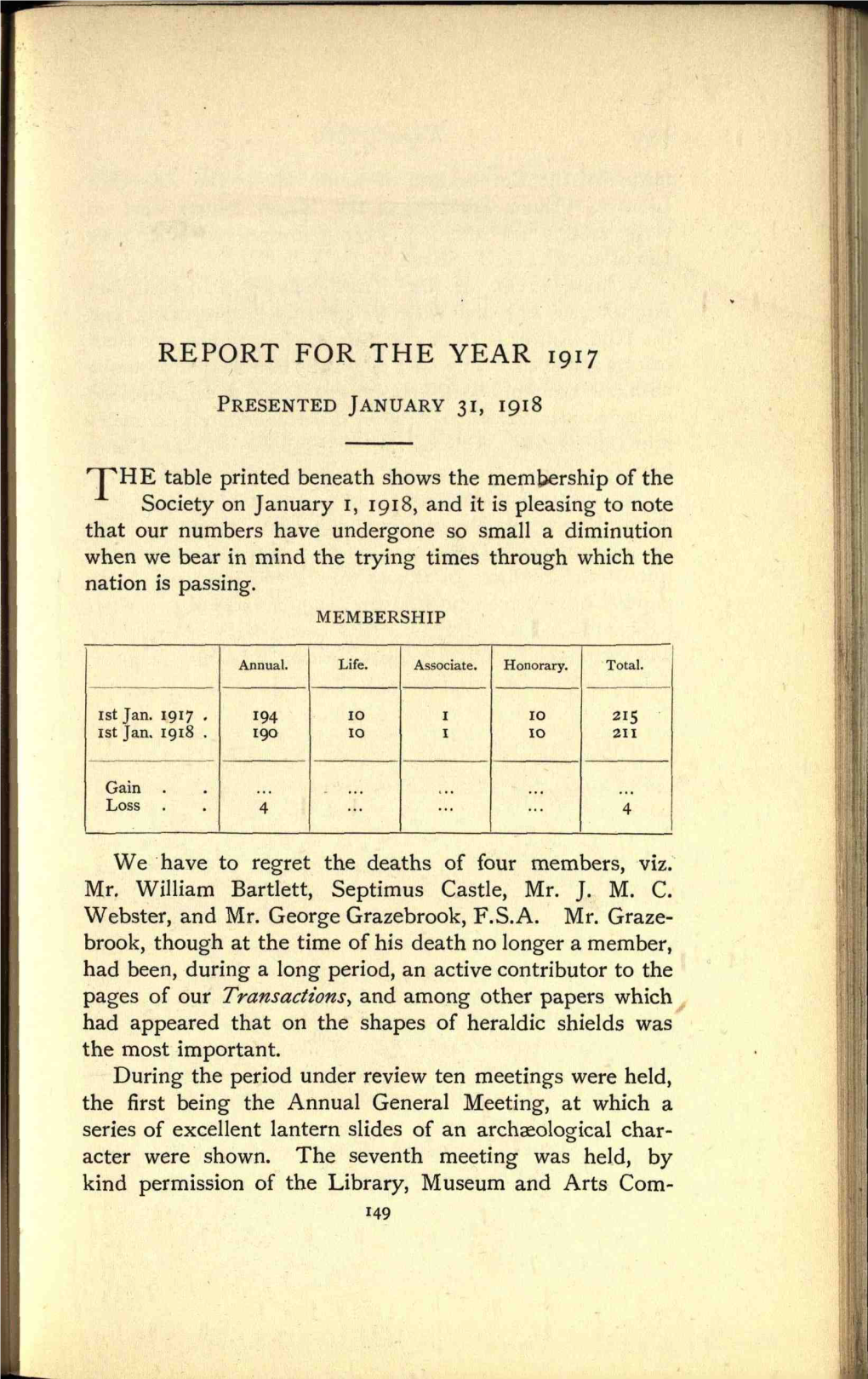 Report for the Year 1917 Presented January 31, 1918