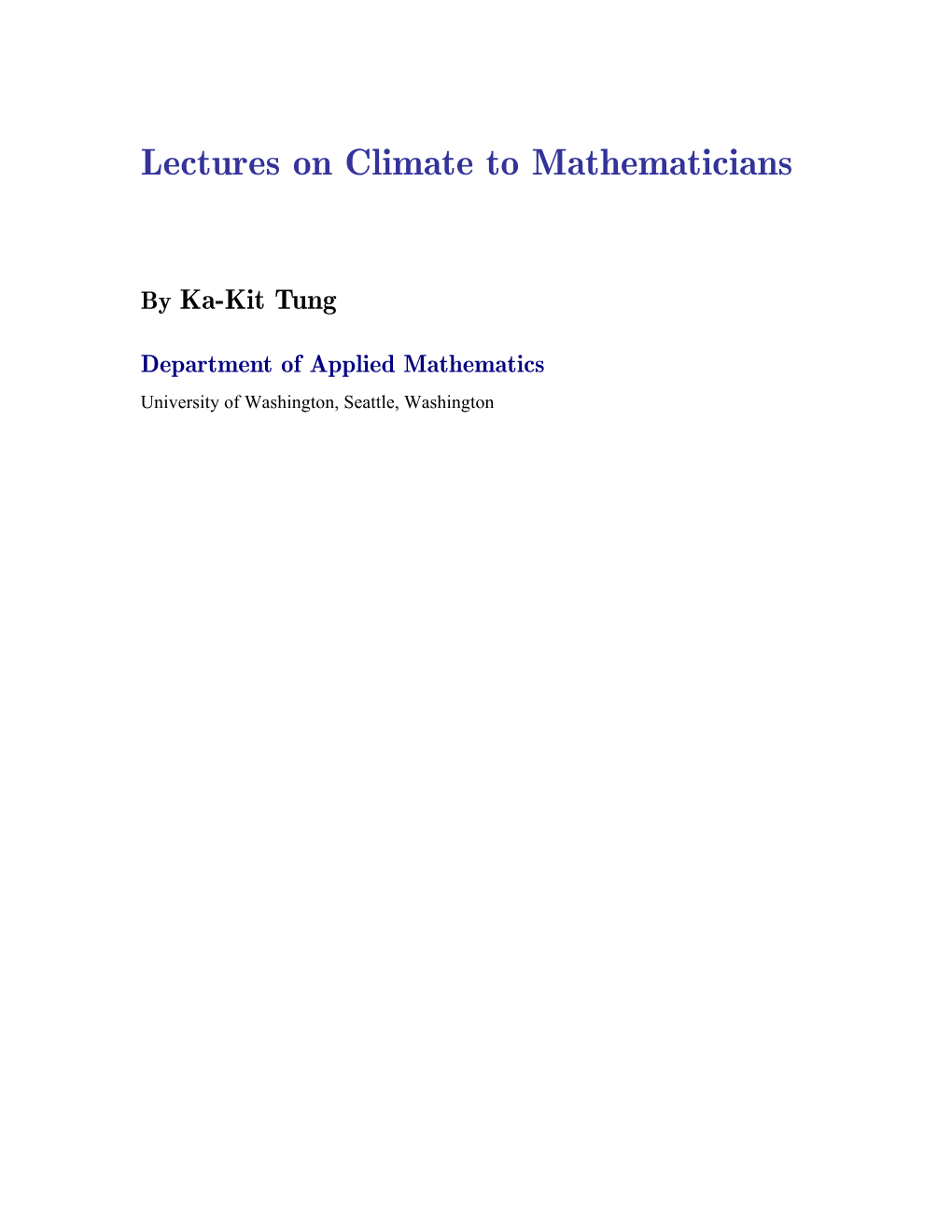 Lectures on Climate to Mathematicians