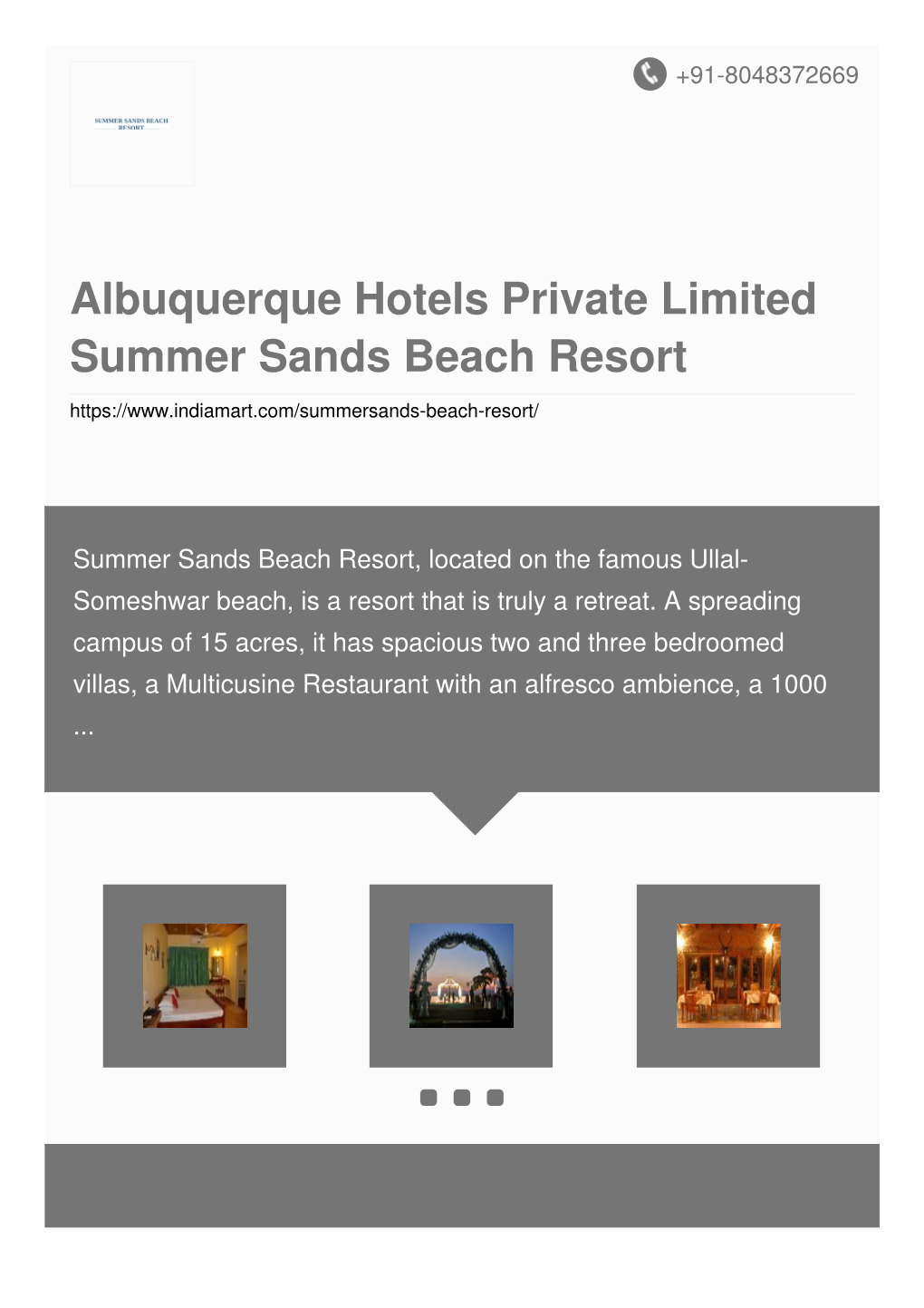 Albuquerque Hotels Private Limited Summer Sands Beach Resort