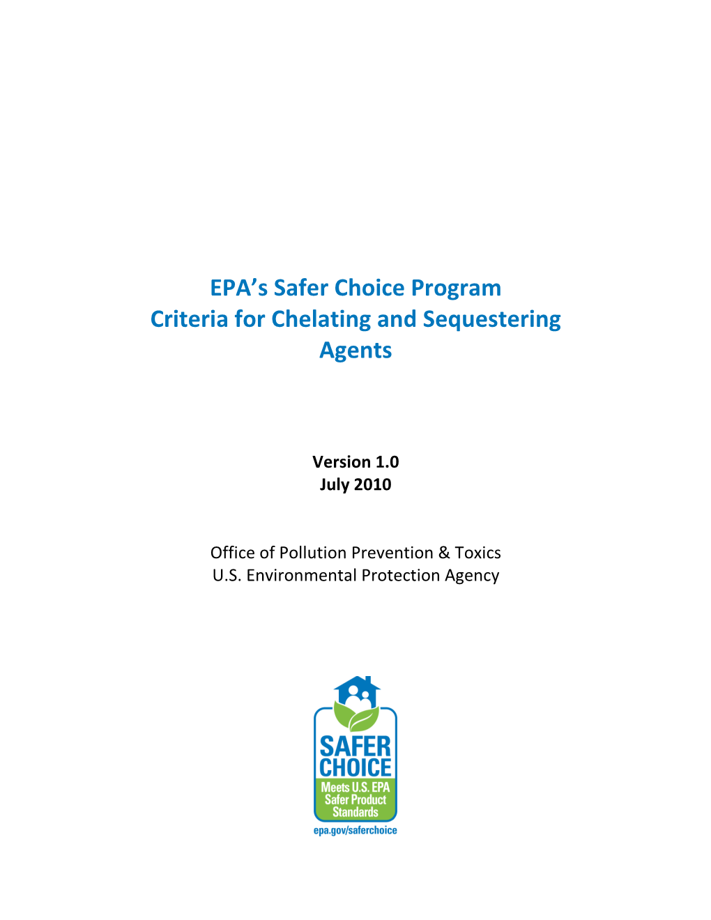 EPA's Safer Choice Criteria for Chelating and Sequestering Agents