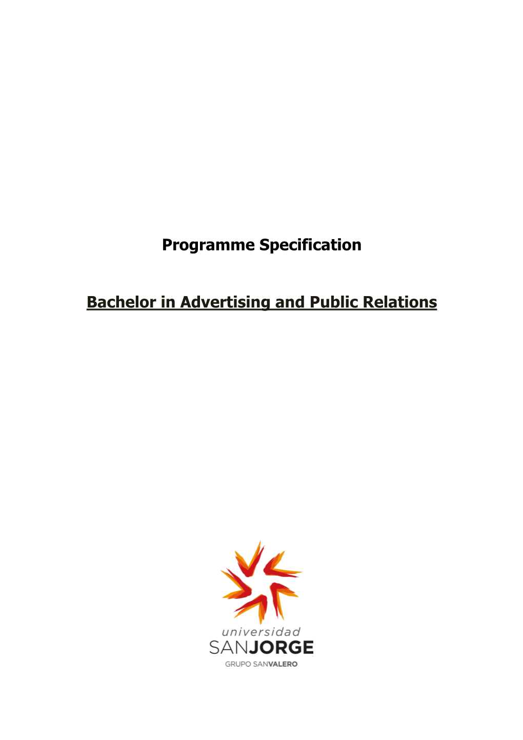 Programme Specification Bachelor in Advertising and Public Relations