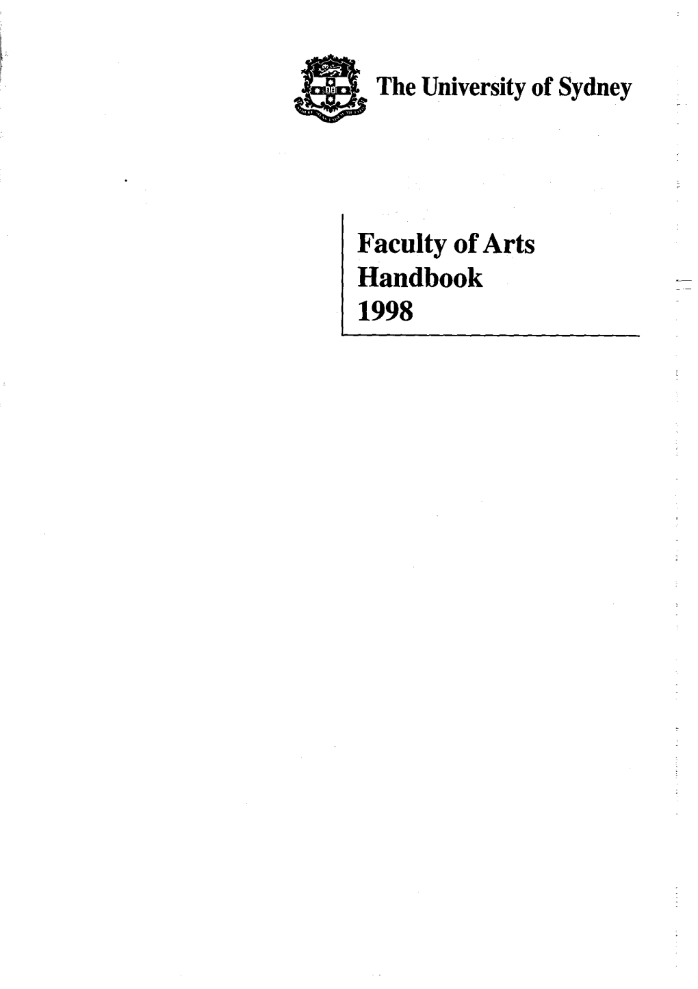 The University of Sydney Faculty of Arts Handbook 1998