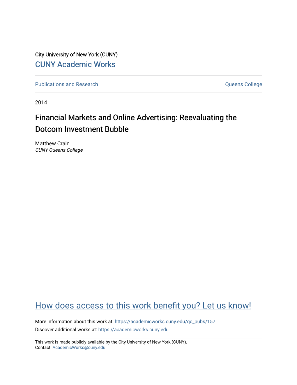 Financial Markets and Online Advertising: Reevaluating the Dotcom Investment Bubble