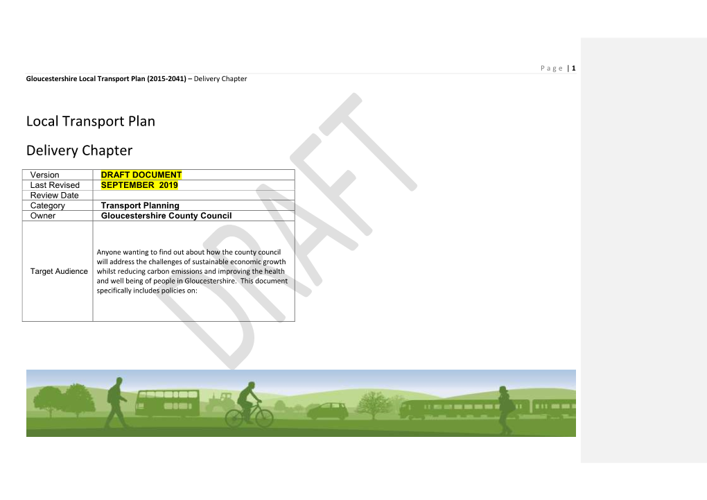 Local Transport Plan Delivery Chapter