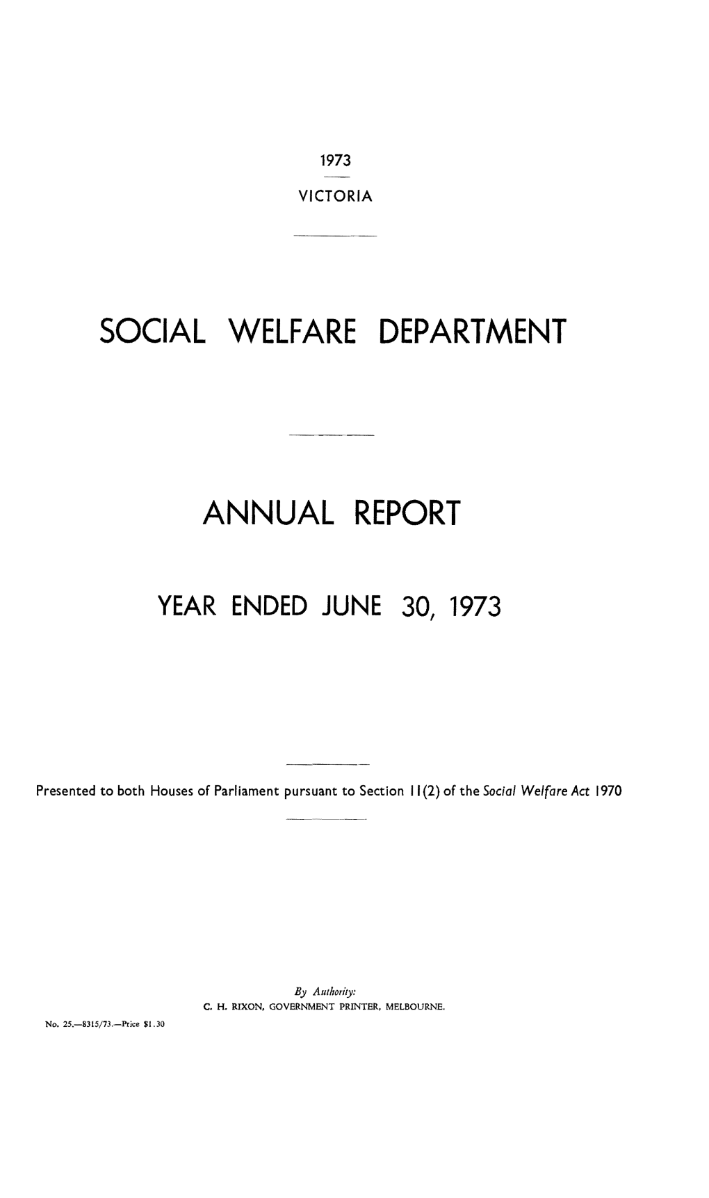 Social Welfare Department Annual Report