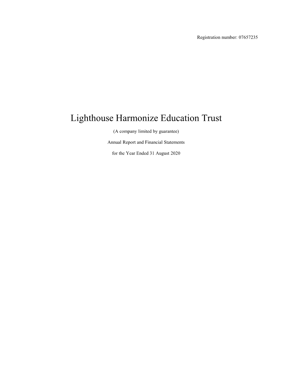 Lighthouse Harmonize Education Trust Signed Accounts 2020