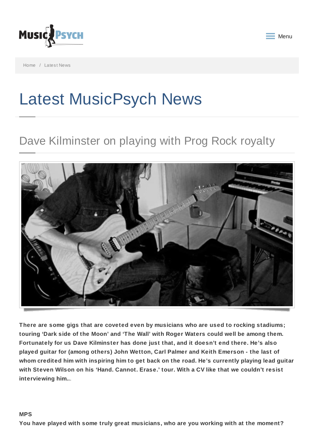 Dave Kilminster on Playing with Prog Rock Royalty