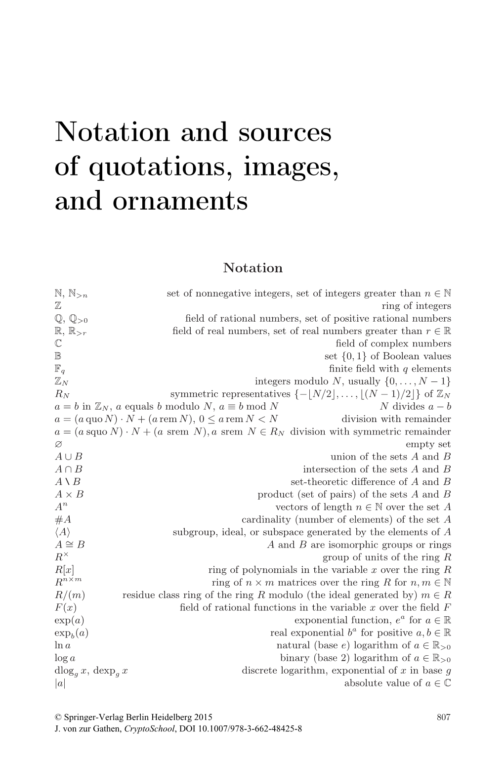 Notation and Sources of Quotations, Images, and Ornaments