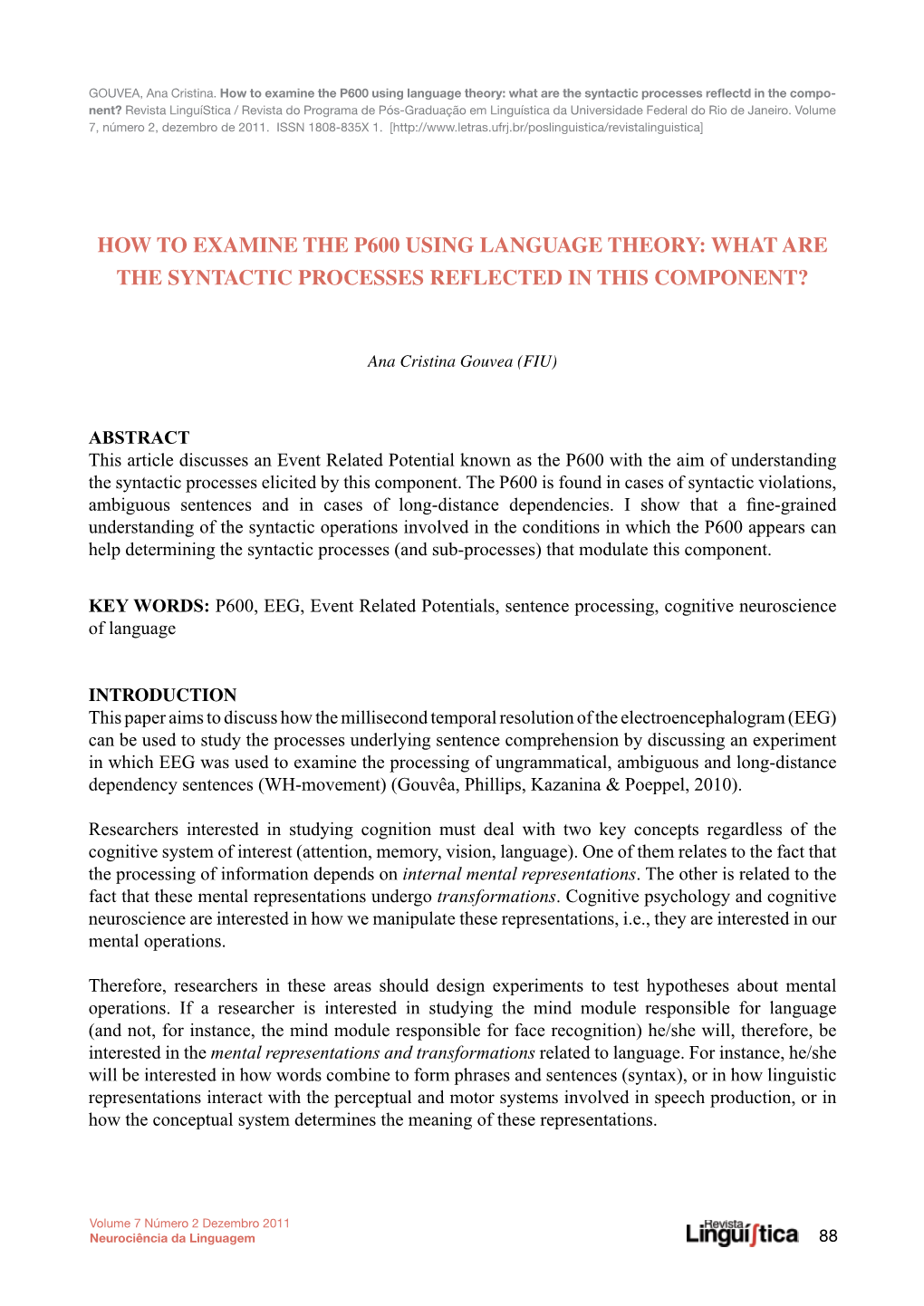 How to Examine the P600 Using Language