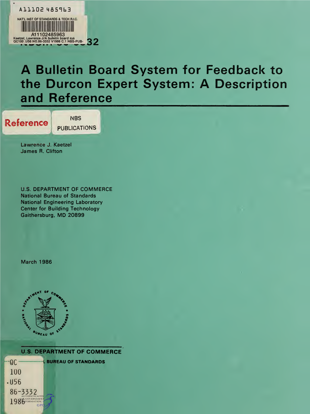 A Bulletin Board System for Feedback to the Durcon Expert System: a Description and Reference