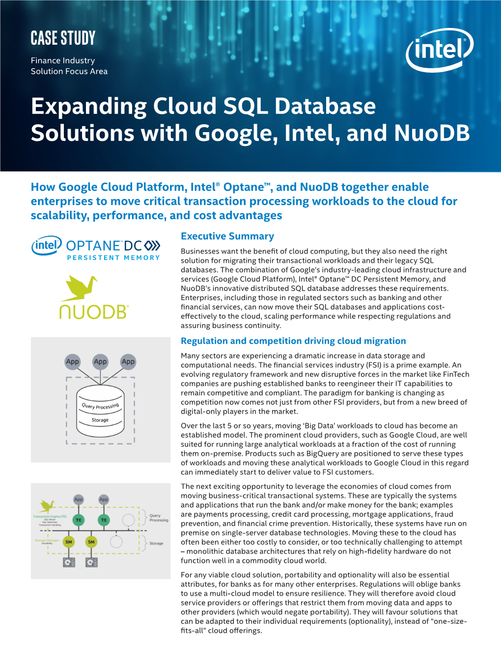 Expanding Cloud SQL Database Solutions with Google, Intel, and Nuodb