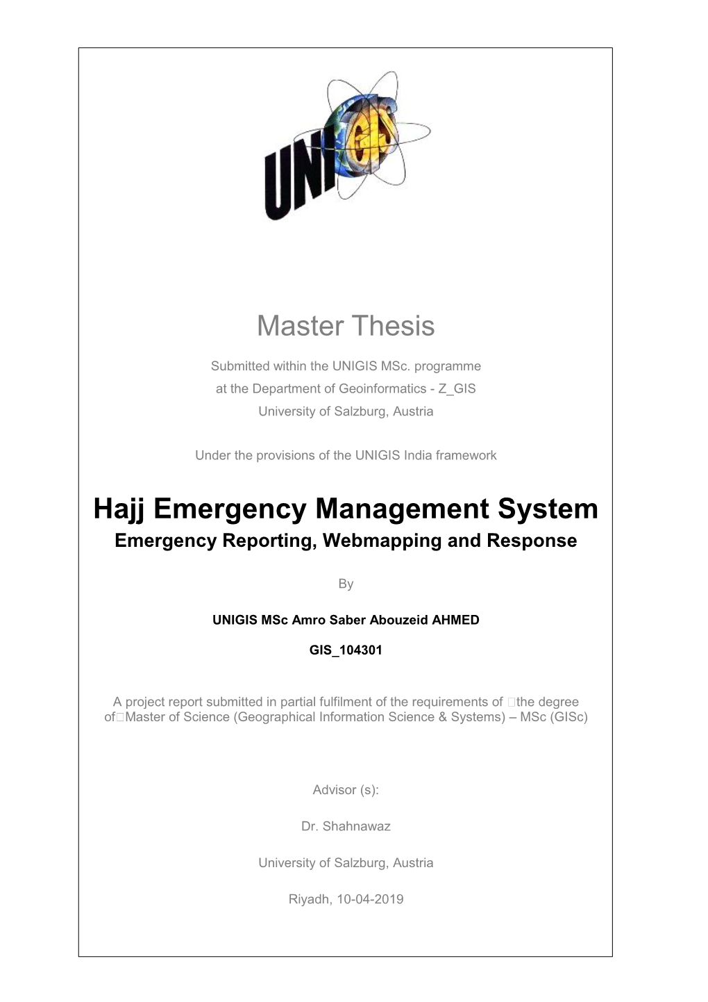 Master Thesis Hajj Emergency Management System